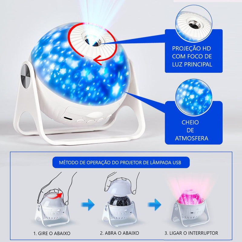 Luminária de Estrelinhas e de Galáxias - 7 Modos em LED 360° - My Store