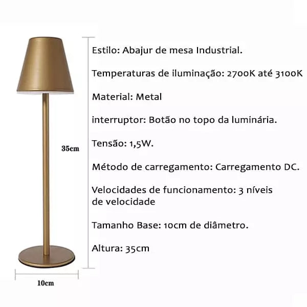 Luminária de Mesa Escritório Recarregável USB - My Store
