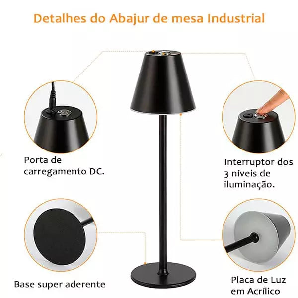 Luminária de Mesa Escritório Recarregável USB - My Store