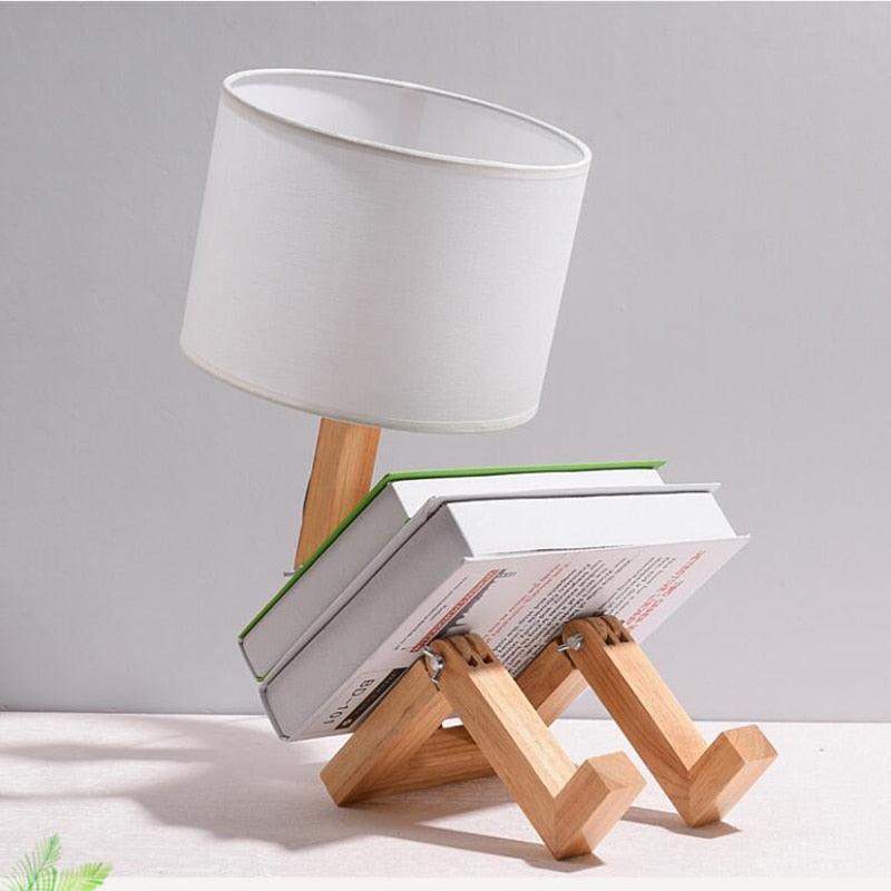 Abajur de Mesa Robô em Madeira - My Store