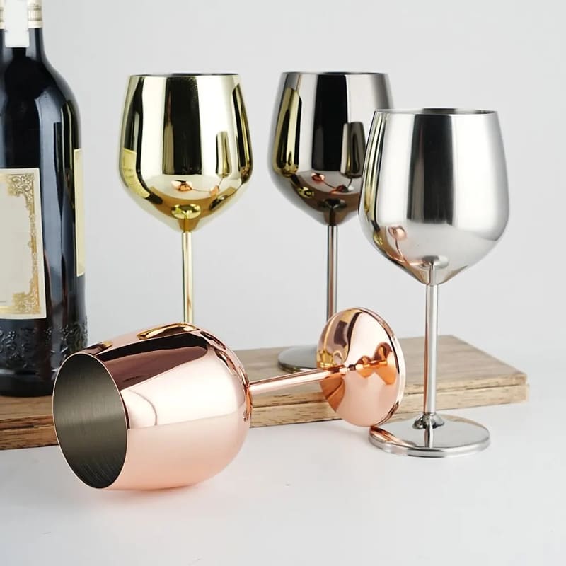 Taça de Vinho Colorida Inox Inquebrável Bar em Casa
