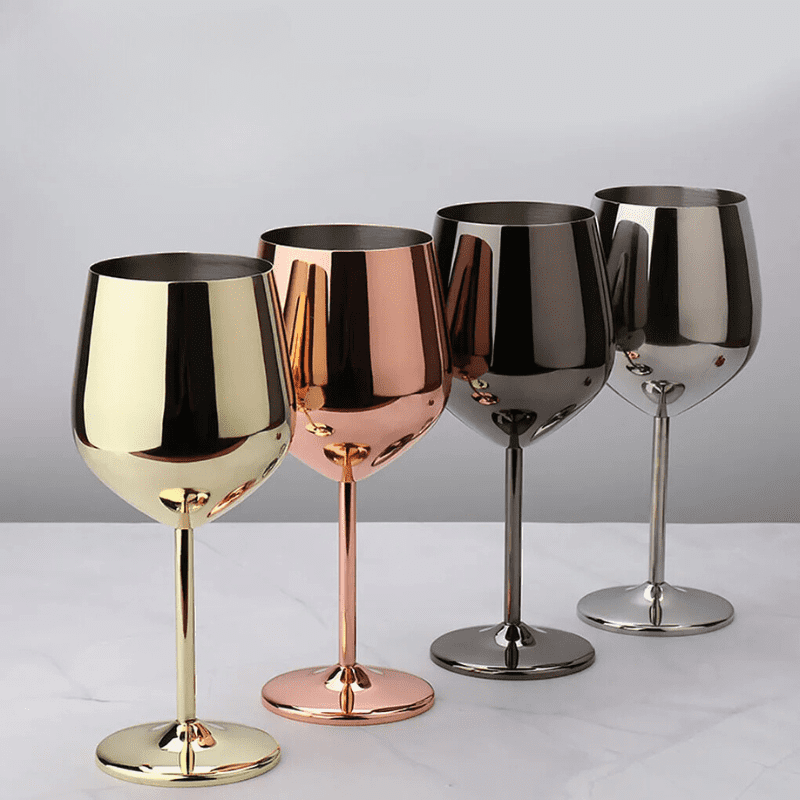 Taça de Vinho Colorida Inox Inquebrável Bar em Casa