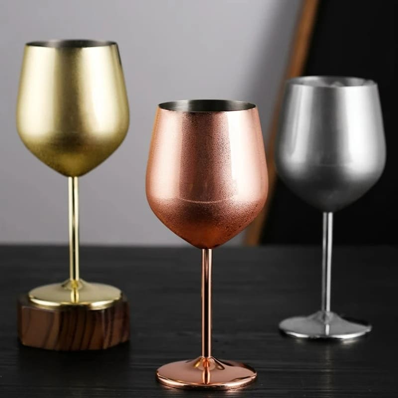 Taça de Vinho Colorida Inox Inquebrável Bar em Casa