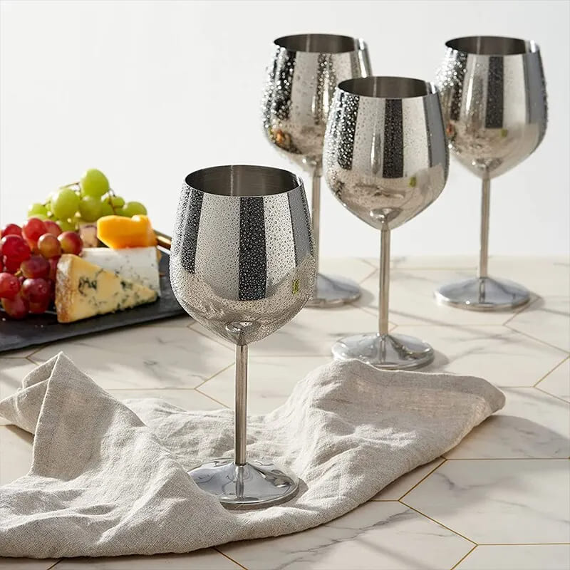 Taça de Vinho Colorida Inox Inquebrável Bar em Casa