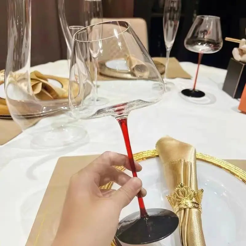 Taça de Vinho Cristal Haste Vermelha Bar em Casa