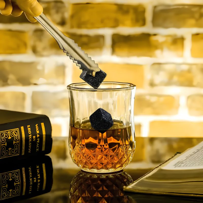 Kit Copos de Whisky para Presente - Conjunto de Copos, Cubos e Pegador