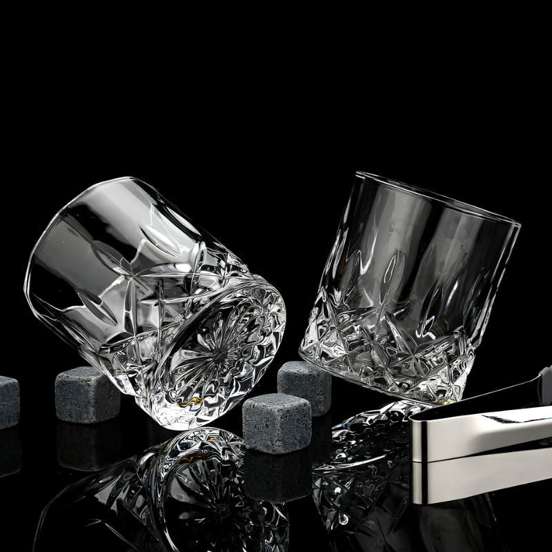 Kit Copos de Whisky para Presente - Conjunto de Copos, Cubos e Pegador