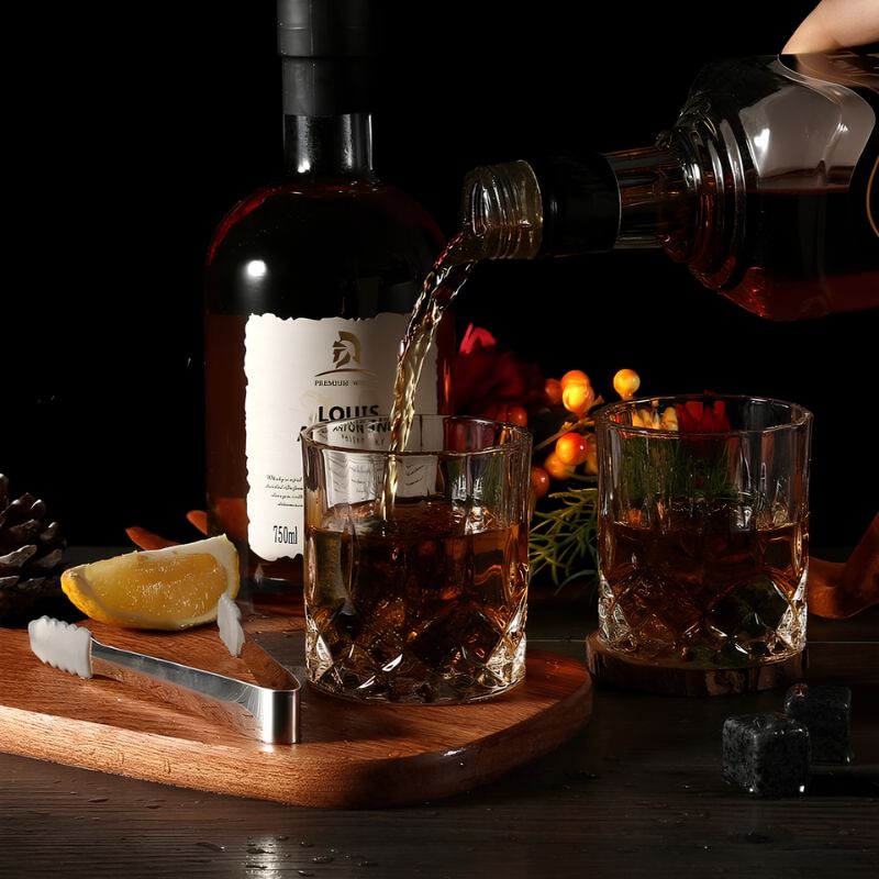 Kit Copos de Whisky para Presente - Conjunto de Copos, Cubos e Pegador