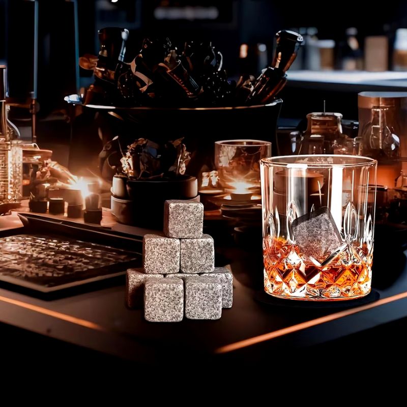 Kit Copos de Whisky para Presente - Conjunto de Copos, Cubos e Pegador