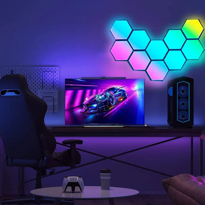 Luminária Hexagonal LED de Parede RGB - My Store