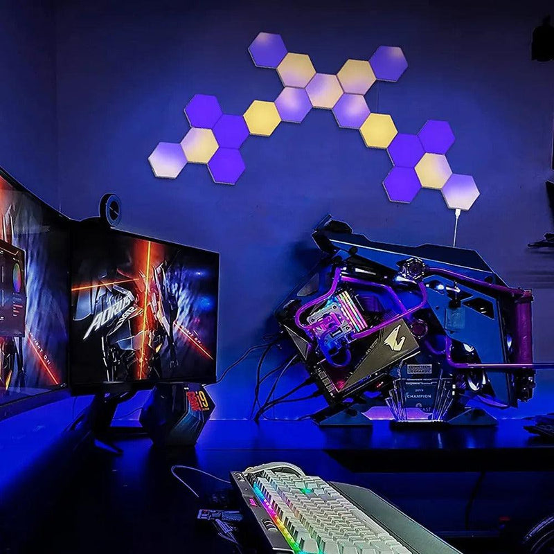 Luminária Hexagonal LED de Parede RGB - My Store