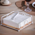 Porta Guardanapo de Mesa Premium em Inox e Bambu